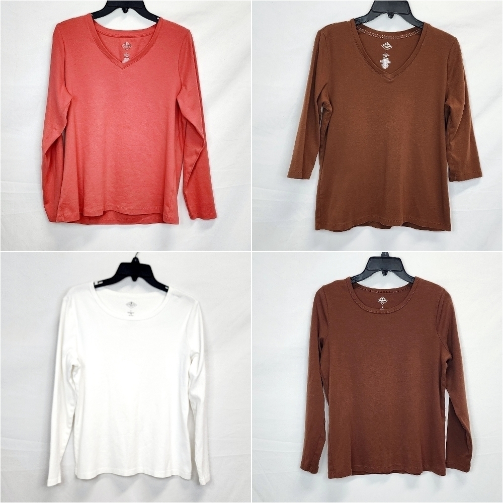 Bundle of 4 St John's Bay Essential Tee Long Sleeve Shirts